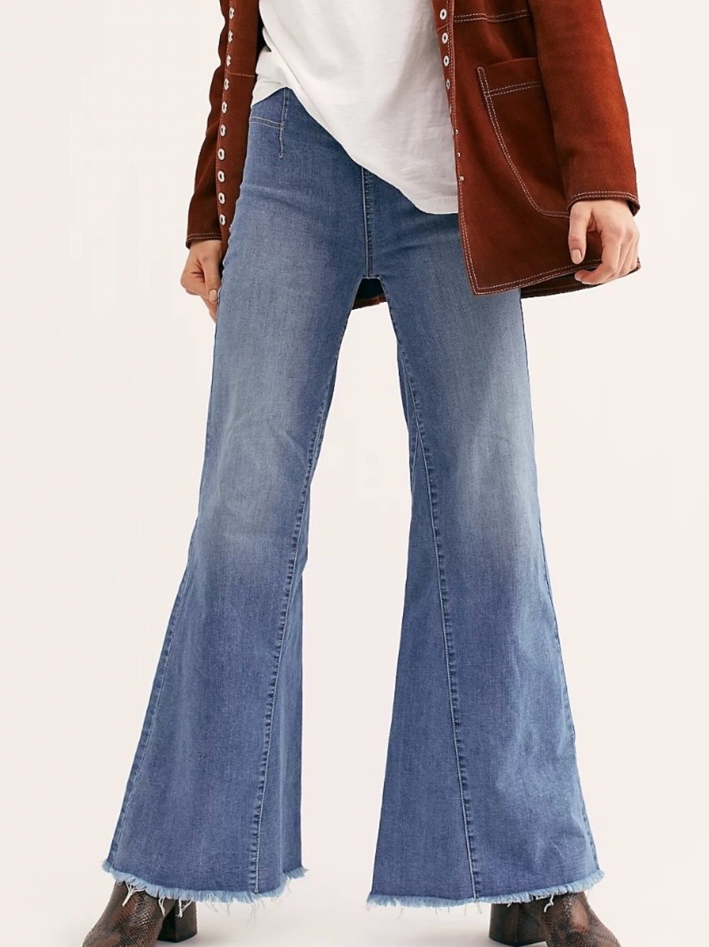 We the Free Drapey A-Line Pull-On Bell Bottom Jeans